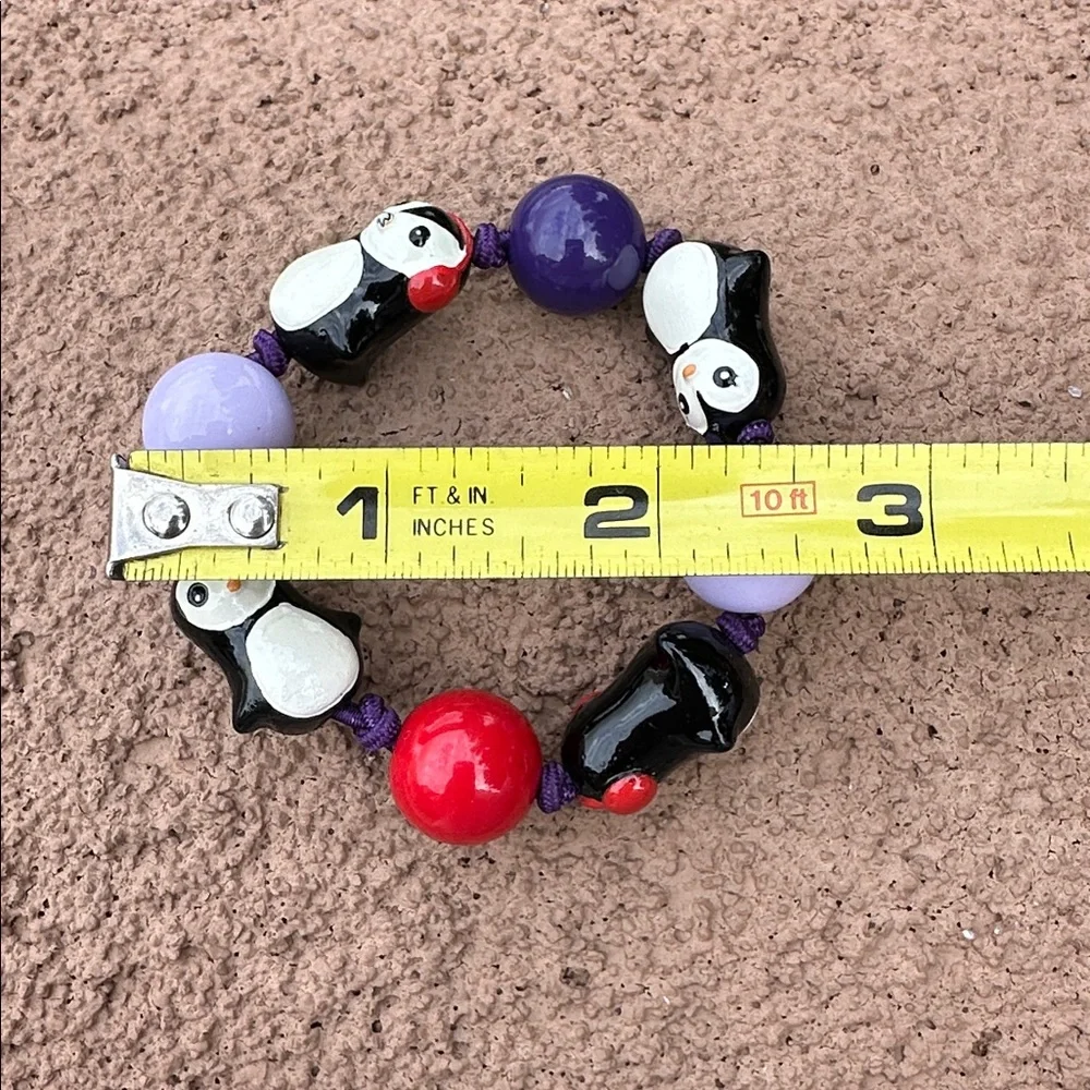 Gymboree Penguin Charm Kids Stretch Bracelet - Black, Red, Purple